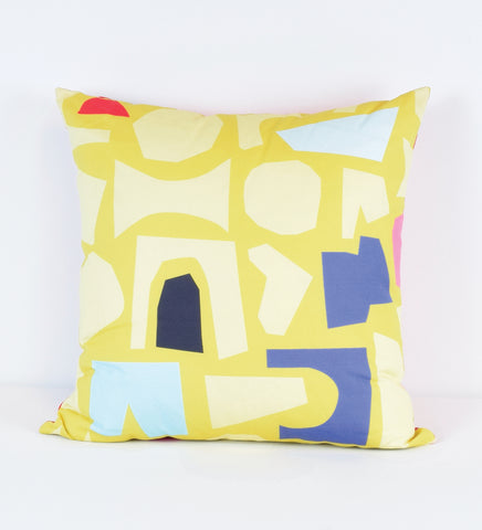 Shapes Ahoy - red/chartreuse - 18"x18" pillow or pillow case