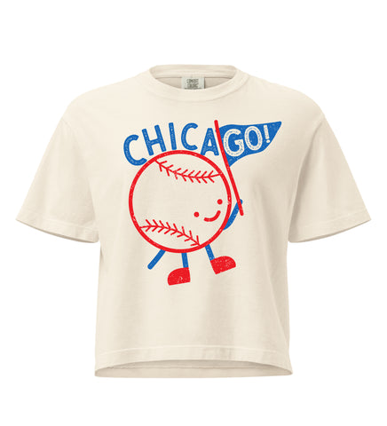 ChicaGO Baseball! - adult boxy fit shirt, red and blue