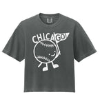 ChicaGO Baseball! - adult boxy fit shirt, grey and white