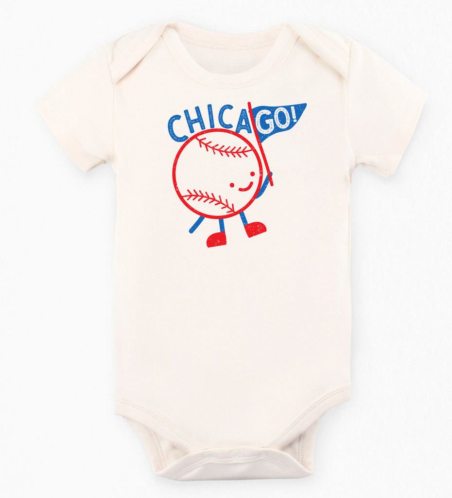 ChicaGO! Baseball - organic bodysuit for baby, red and blue