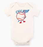 ChicaGO! Baseball - organic bodysuit for baby, red and blue