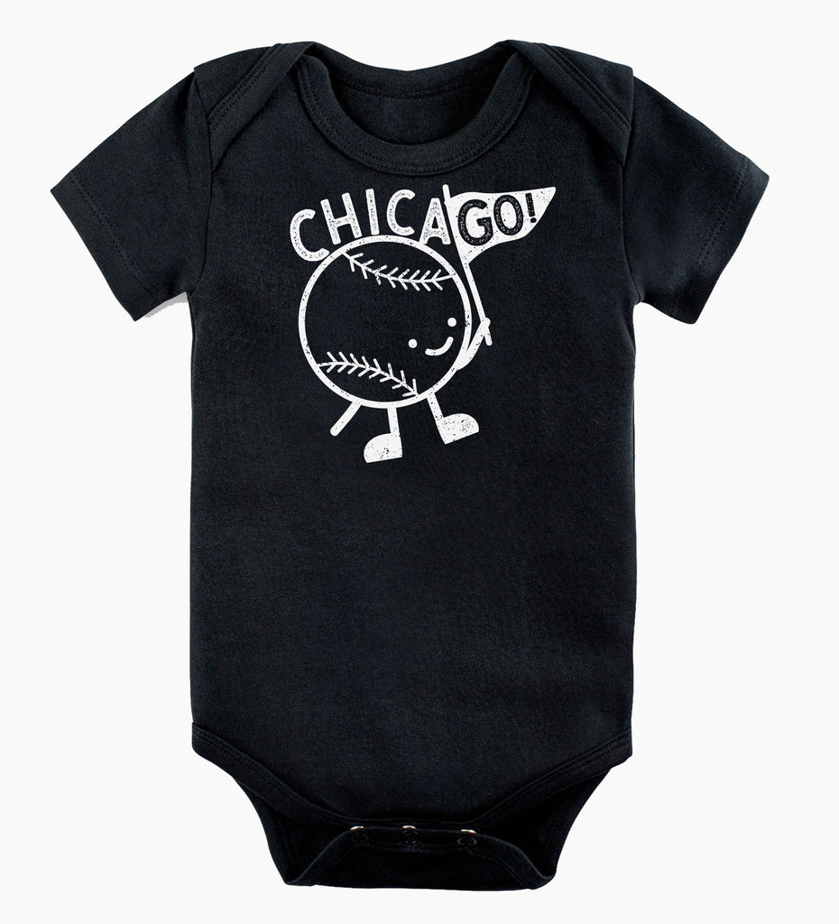 ChicaGO! Baseball - organic bodysuit for baby, black and white