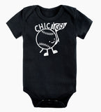 ChicaGO! Baseball - organic bodysuit for baby, black and white