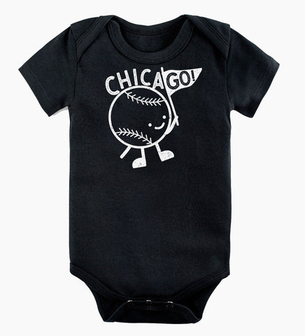 ChicaGO! Baseball - organic bodysuit for baby, black and white