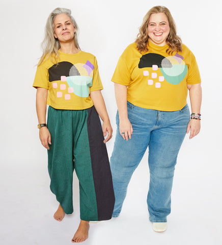 Pop Garden Mustard - adult crop shirt