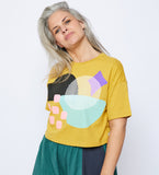 Pop Garden Mustard - adult crop shirt