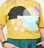 Pop Garden Mustard - adult crop shirt