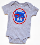 Baseball Bear - Chicago sports themed organic bodysuit for baby