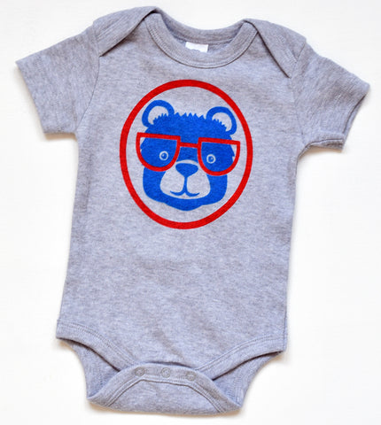 Baseball Bear - Chicago sports themed organic bodysuit for baby